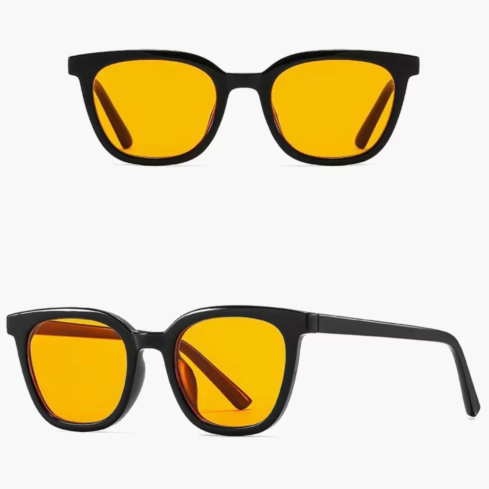 Sun-Protective Black Frame Sunglasses Street Photos Black Shades Glasses for women man