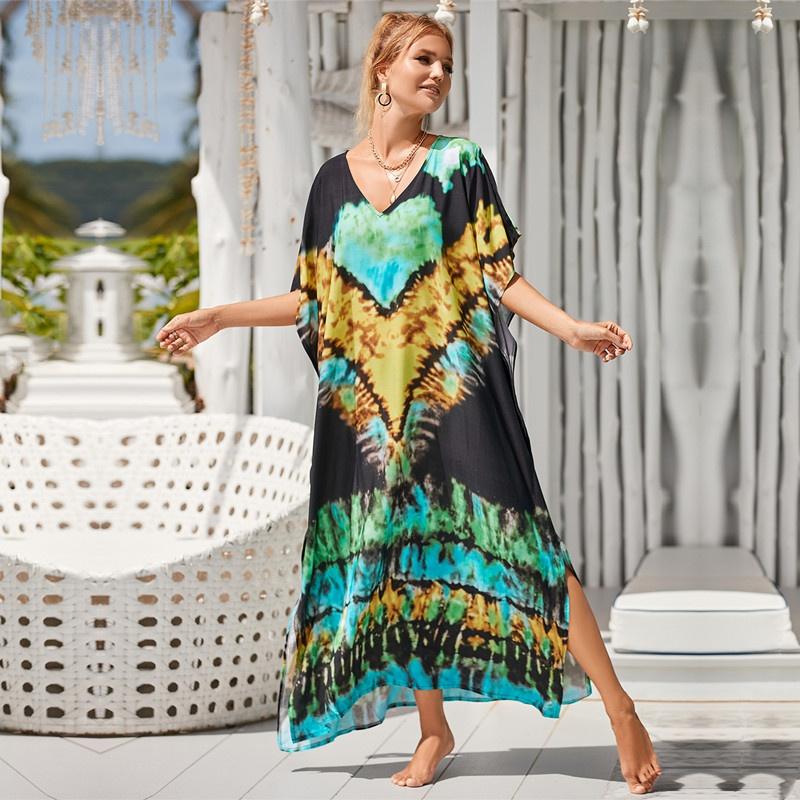 Cotton Long Beach Dress Cover-Ups for Women Pareo De Plage Swimsuit Cover Up Beach Sarongs Swimwear Kaftan Beachwear EMA