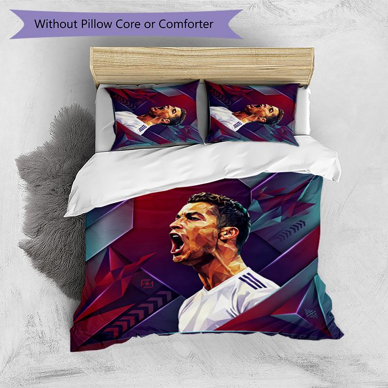 Cristiano Ronaldo Printed Bedding 3 Piece Set Cozy Breathable Bed Cover Set as Housewarming Holiday Gift