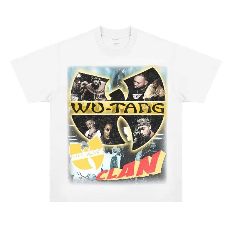 Хлопковая футболка с туром Wu-Tang Подарок фанатам Летняя хлопковая с круглым вырезом Повседневная Увеличенная Городская Спортивная Ретро Уличная одежда Стиль Yk
