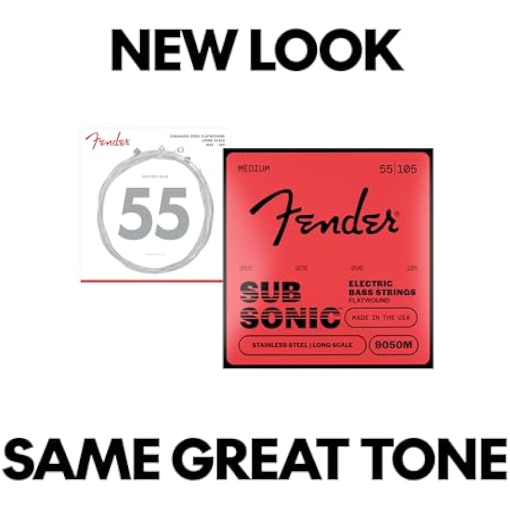 Струны для электробаса Fender SubSonic™ 9050M, Плоская навивка из нержавеющей стали, Длинная мензура...