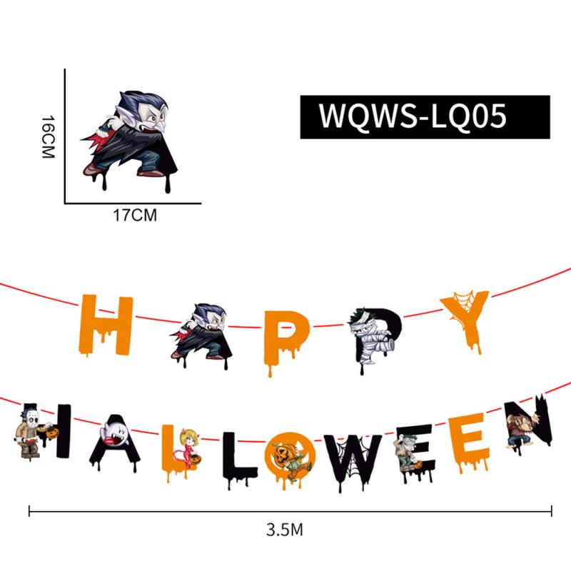 Счастливый Хэллоуин Бумажный Баннер Тыква Летучая Мышь Ведьма Паук Череп Письмо Висячие Украшения Для Хэллоуина
