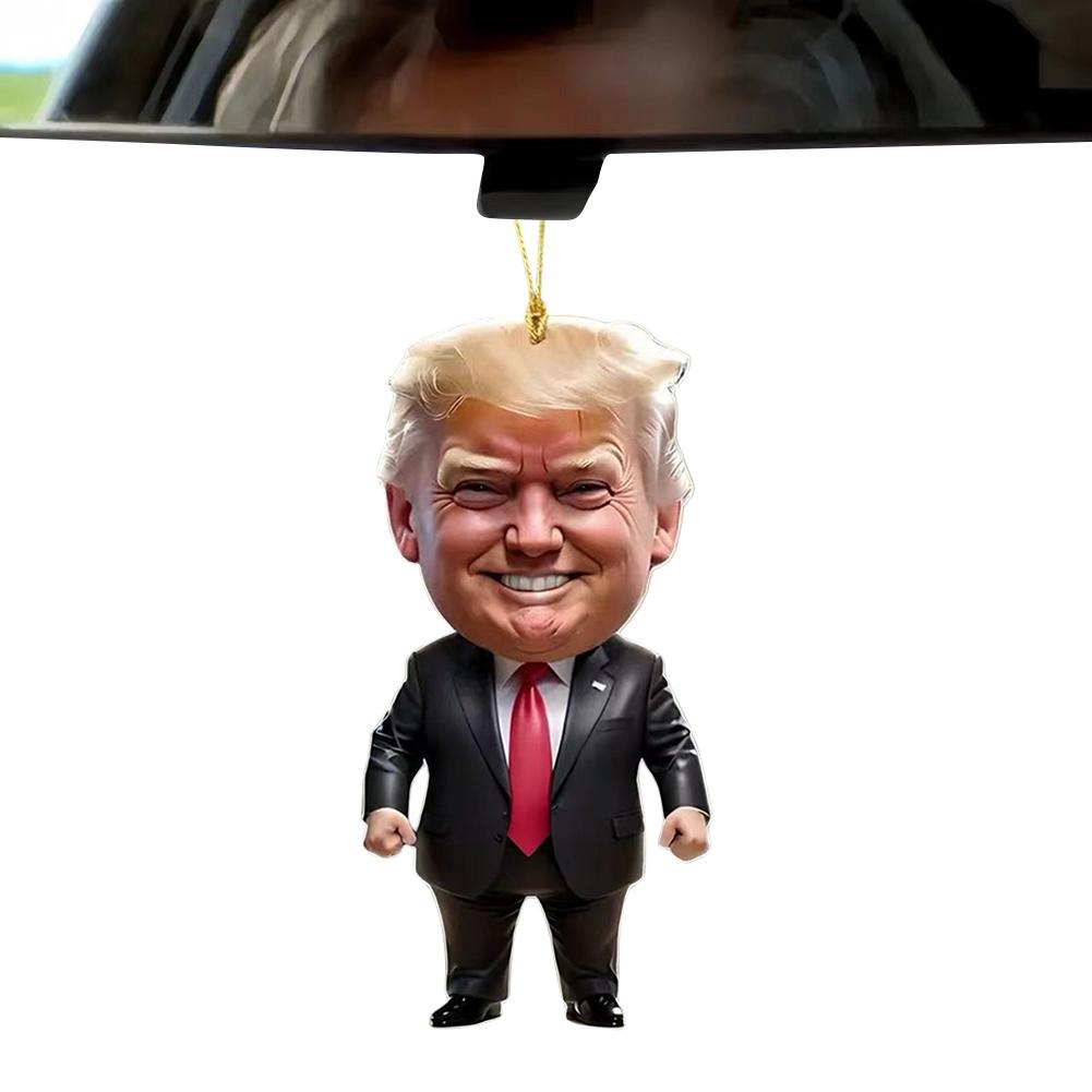 1 шт. Акриловое рождественское украшение в стиле Трампа, подвесное украшение для автомобиля и дерева, идеальный праздничный подарок, забавный мультяшный кулон