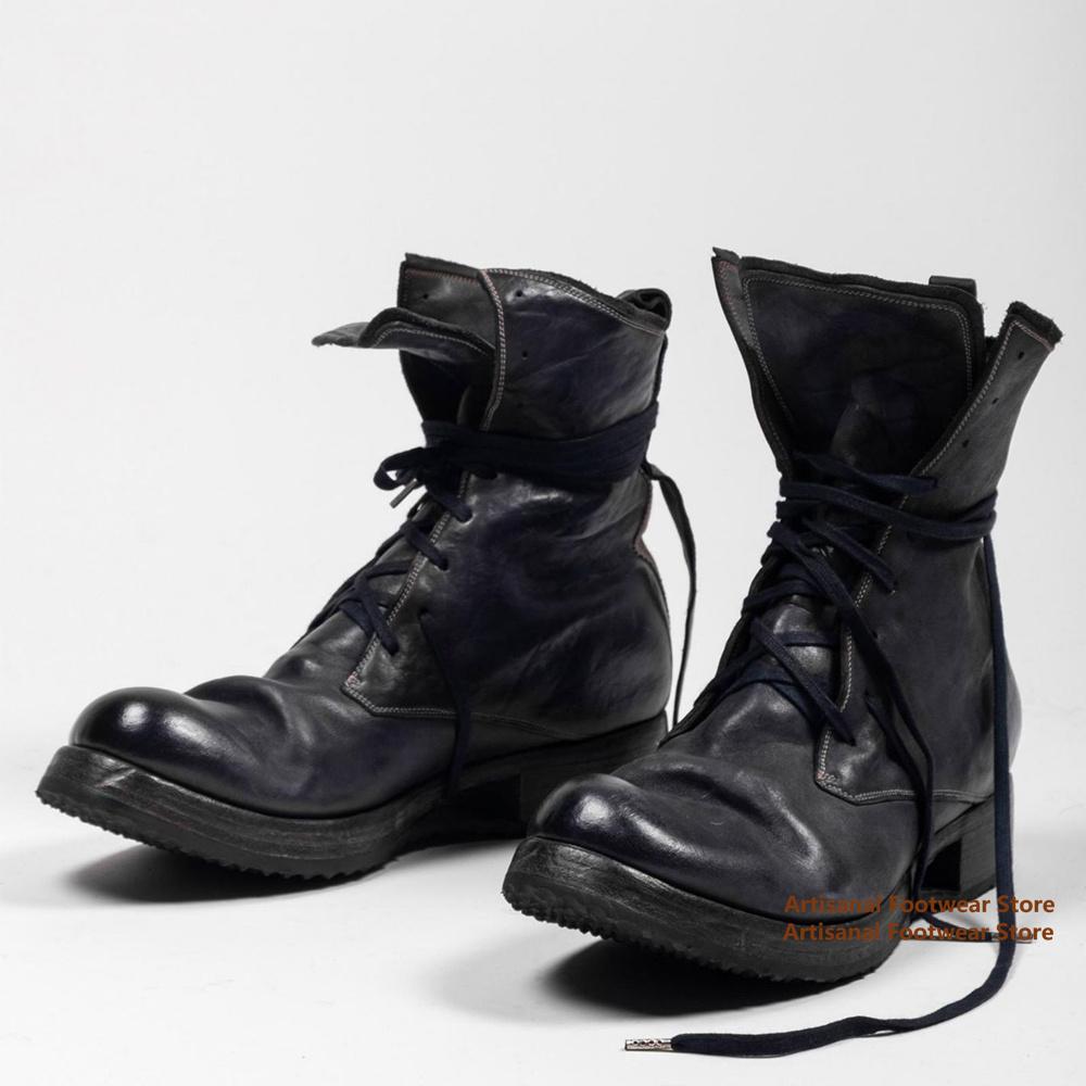 Мужские ботинки на высоком голенище с ремешками, черные кожаные ботинки на шнуровке, мотоциклетные ботинки на толстом каблуке, обувь для мужчин с увеличением роста, модные ботинки