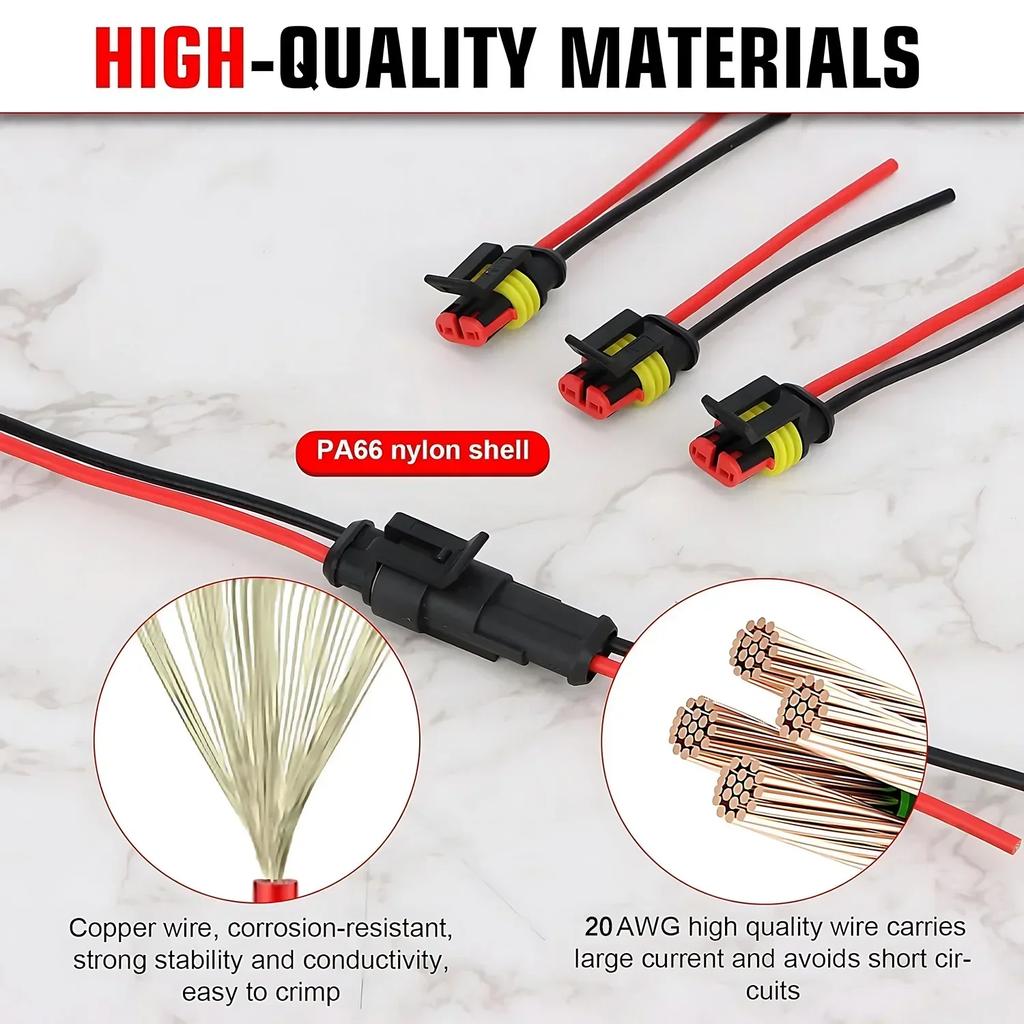 Водонепроницаемые 2-контактные разъемы для проводов - комплект автомобильных разъемов для автомобилей, грузовиков, мотоциклов, морских лодок, быстрая замена разъемов