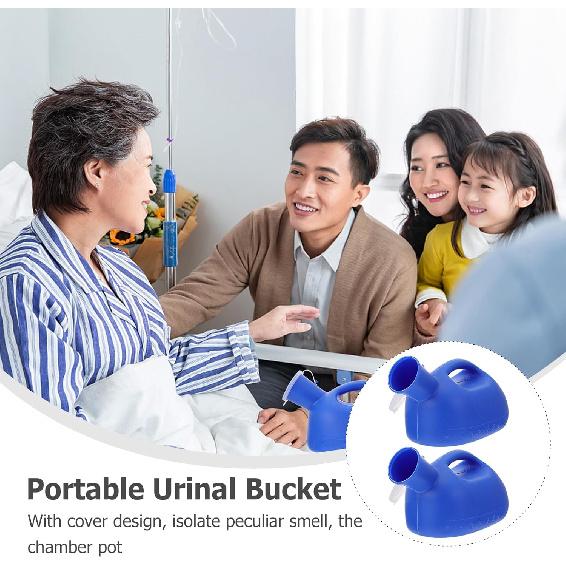 Бутылка-писсуар для мужчин – 2000 мл Упаковка из 2 штук – Непроливающийся мужской писсуар с крышкой для защиты от запаха – Портативный пластиковый контейнер для мочи для автомобиля,