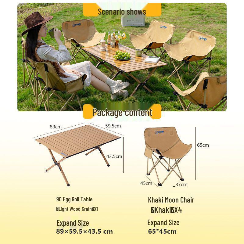 Портативный складной туристический стол и набор стульев-луна с сворачивающимся столом