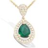 [L4640] - Gold Plated 'Sissi' Emerald White Golden Pendant - 25x12 Mm