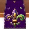Mardi Gras Table Runner Purple Iris Fleur De Lis Tablecloth Fat Tuesday Brazil Carnival Masquerade Party Birthday Decorations and Supplies for Home