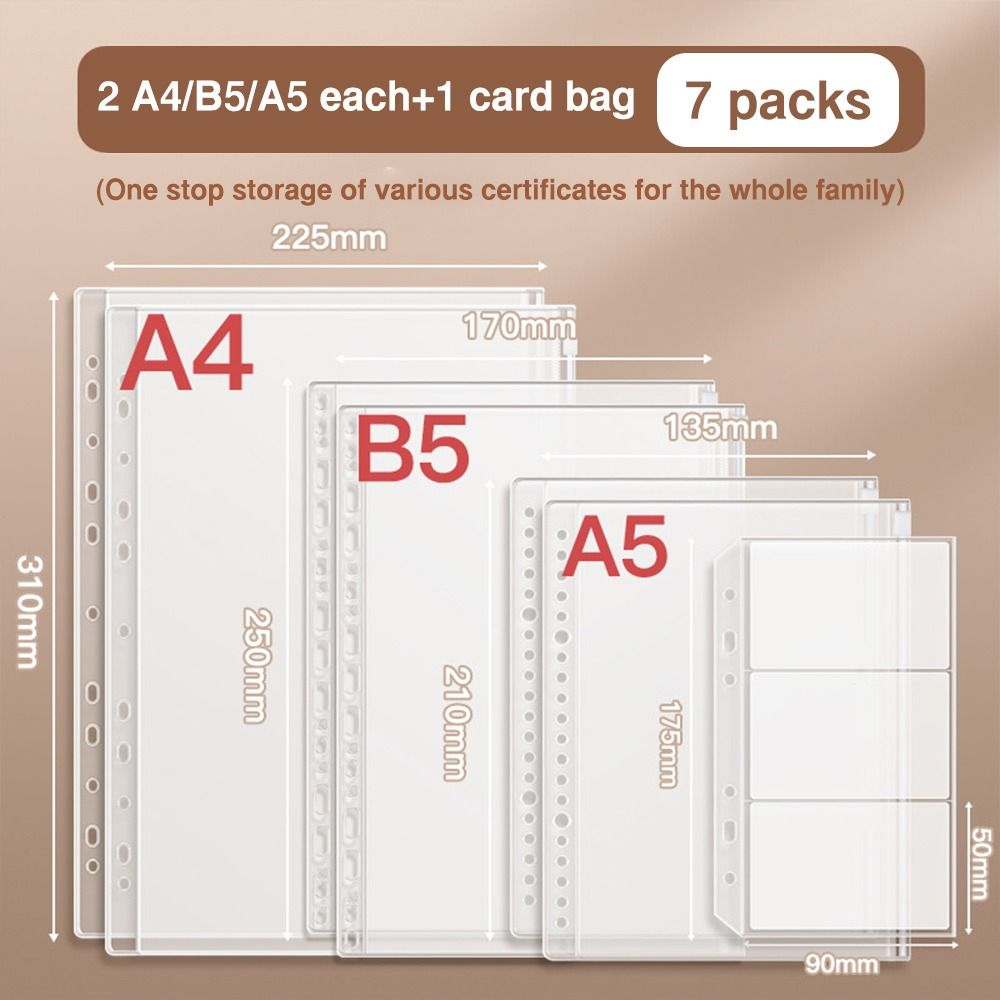 Loose Leaf Storage Booklet A4/A5/B5 Binder Photo Album Multifunctional Archives Bag  School