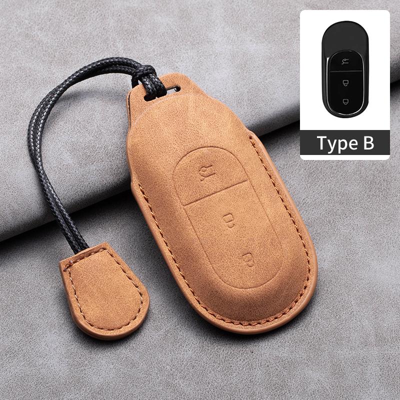 Leather Car Key Case Cover for Leapmotor T03 S01 C11 for 2025 Leapmotor C01 T03 S01 C11 Leap Motor Holder Key Fob Keychain