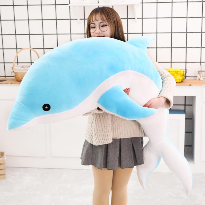Large Plush Dolphin Toys Stuffed Sea Animal Cute Girls Dolls Soft Baby Sleeping Pillow Christmas Birthday Gift For Children