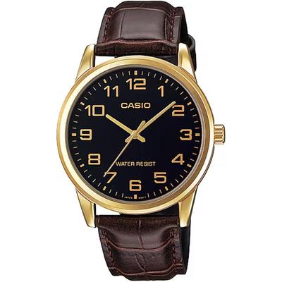 MTP-V001GL-1B Analog Quartz Men's Watch Gold Black Casual Style