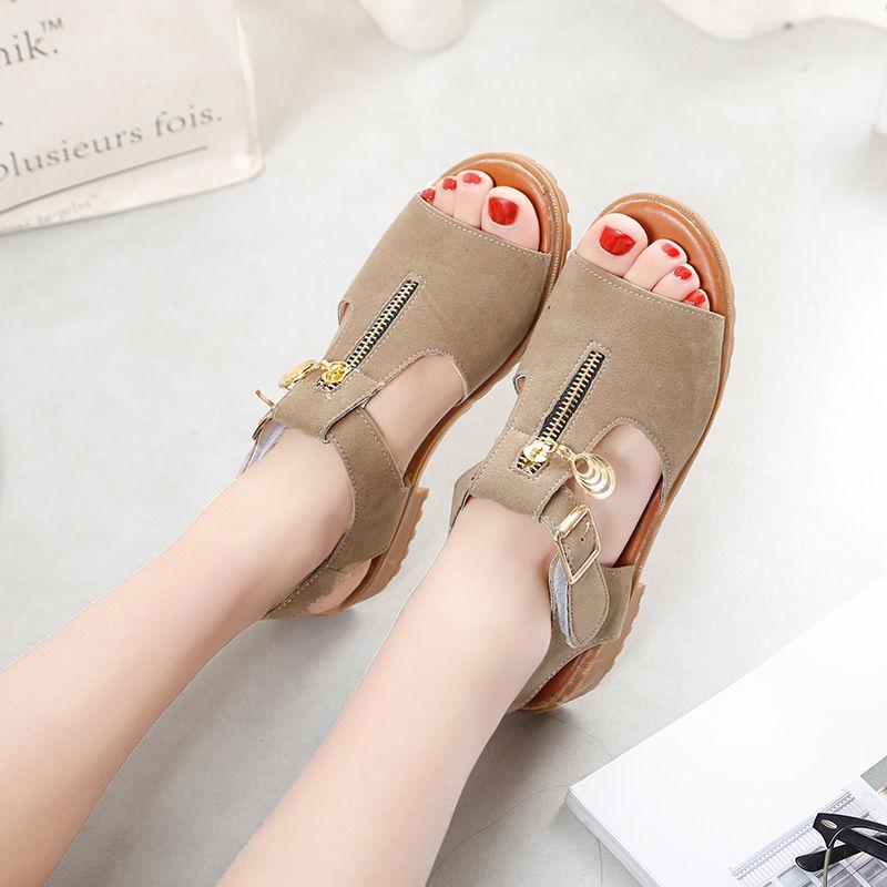 2025 Women's Chunky Heel Summer Sandals: Open Toe, Thick Bottom, Korean Style, Zipper Closure