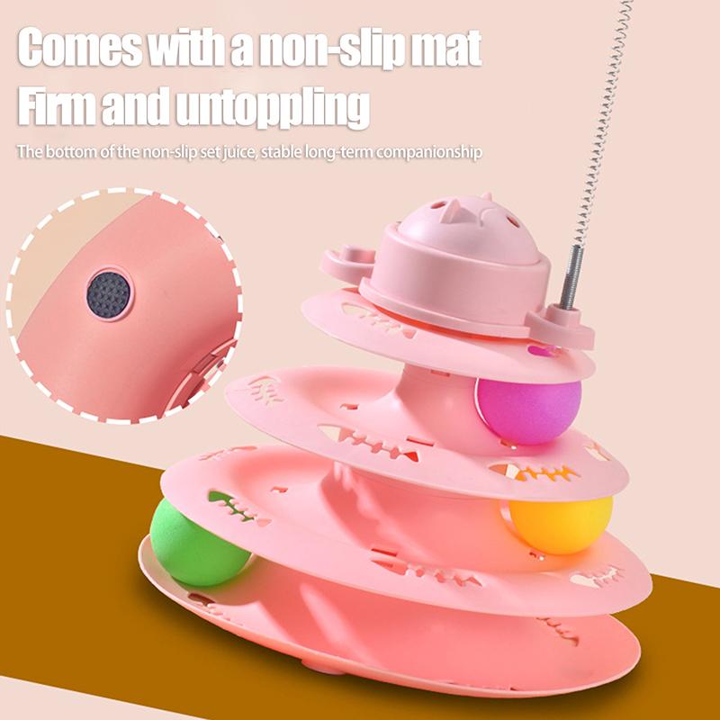 Funny 4-Layer Rotatable Track Amusement Plate Cat Toy Amusing Cat Stick Cat Intelligence Interactive Training Balls Toys