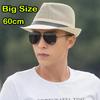 Летняя шляпа от солнца большого размера Мужская модная Пляжная для улицы Рыбалка Джазовая соломенная шляпа Для мужчины с большой головой Британская ретро Большая федора 58см 60см