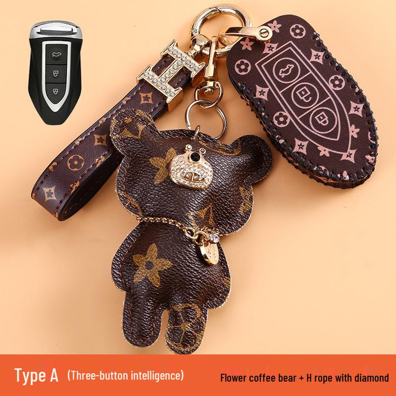 Women's High-End Cheetah CS10/CS9 Car Key Case - Classic Old Flower Design