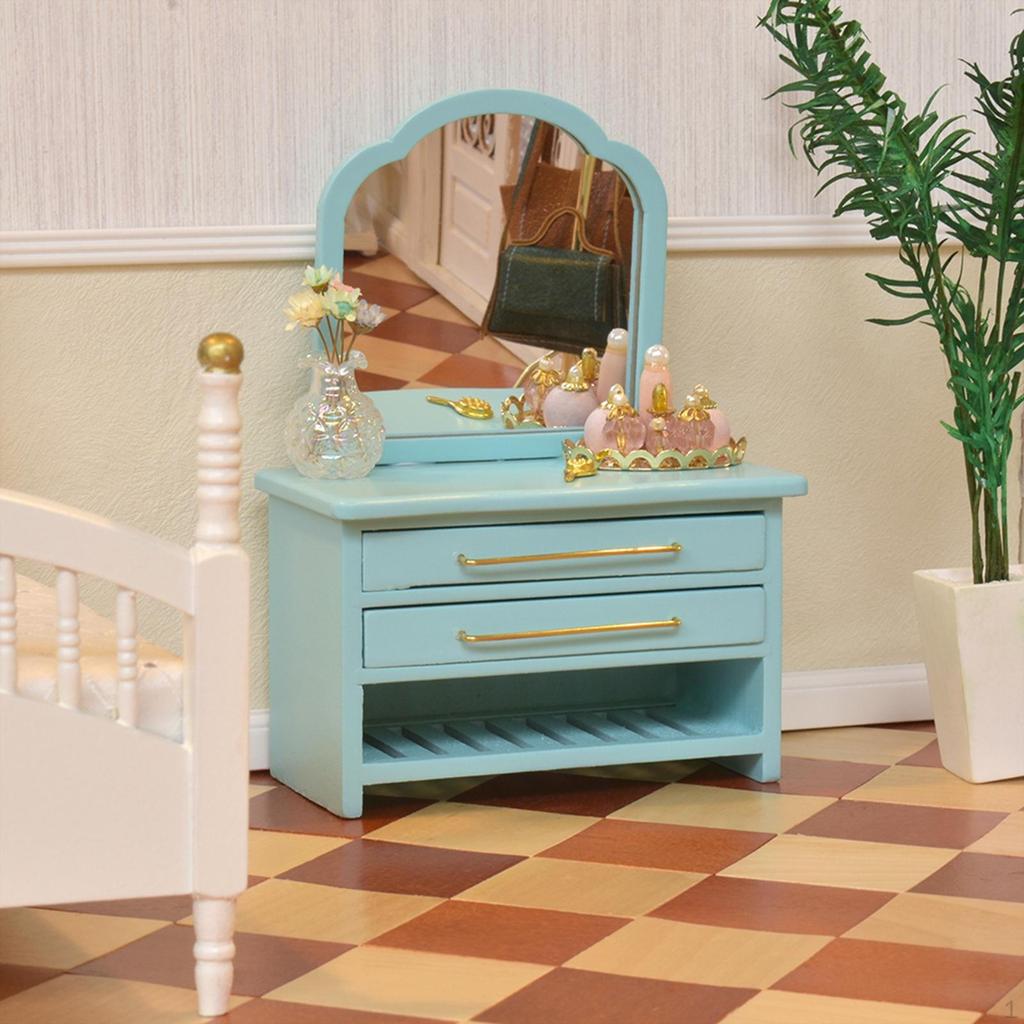 Миниатюрная мебель 1/12 кукольный домик зеркальный шкаф мини игрушка деревянный туалетный столик для учебы