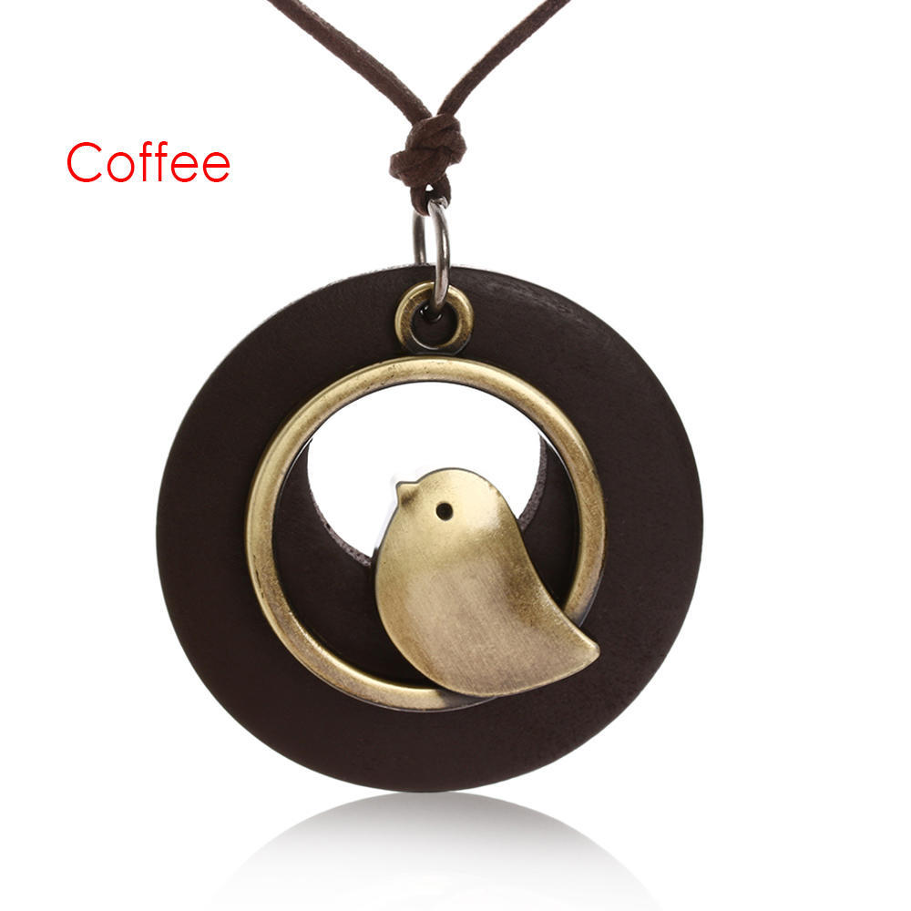 Jewelry Handmade Bohemia Wooden Necklace Velvet Chain Bird Pendant