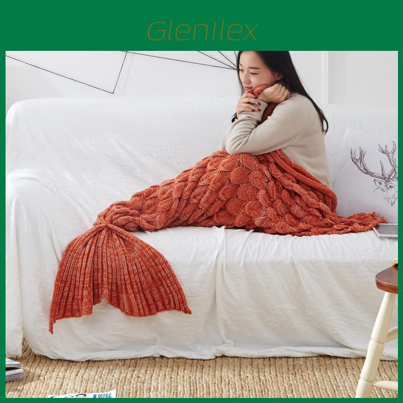 Mermaid Tail Knitted Blanket With Lightweight Faux Cashmere Perfect For Spring And Autumn Use