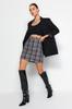 Women's Skirt Fashion New Season Black Plaid Stitching Fabric Mini Woven Skirt