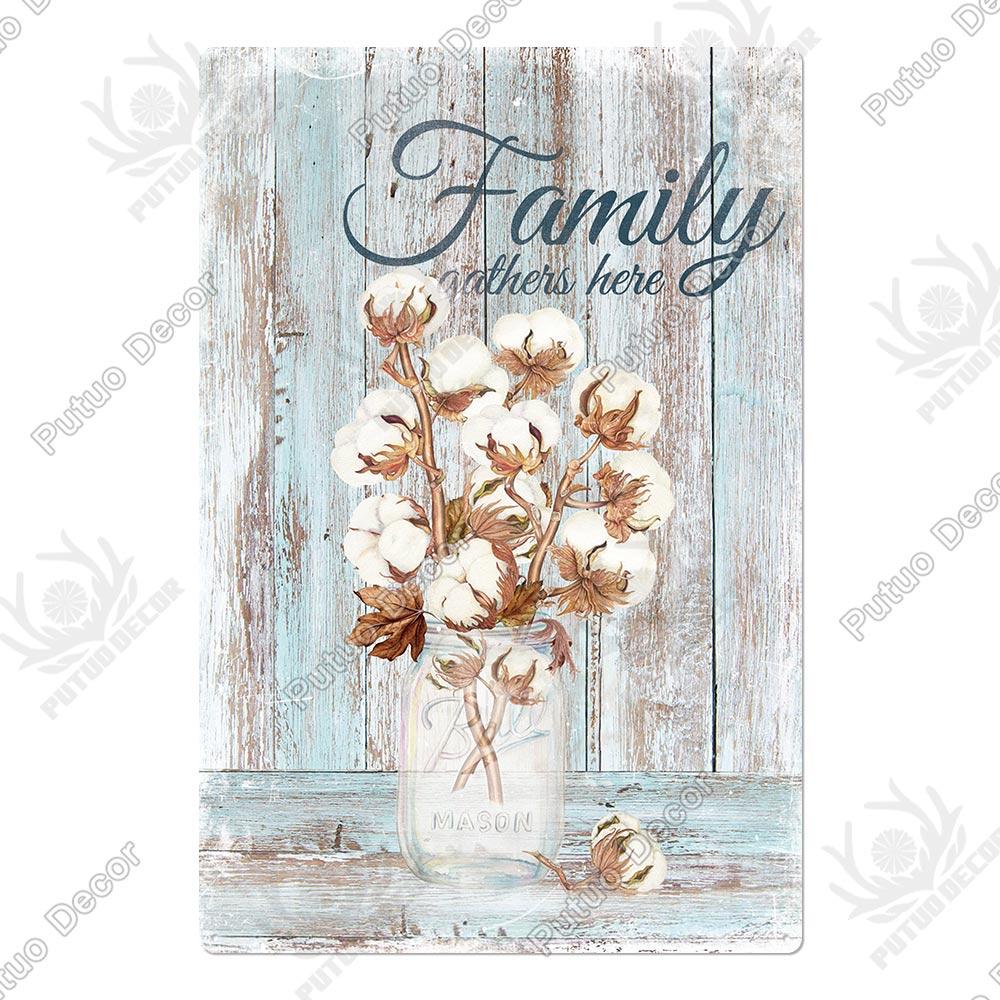 Decor Mason Jar Flower Vintage Tin Sign Retro Sunflower Metal Signs for Farmhouse Decor Home Garden Living Room Wall Decor