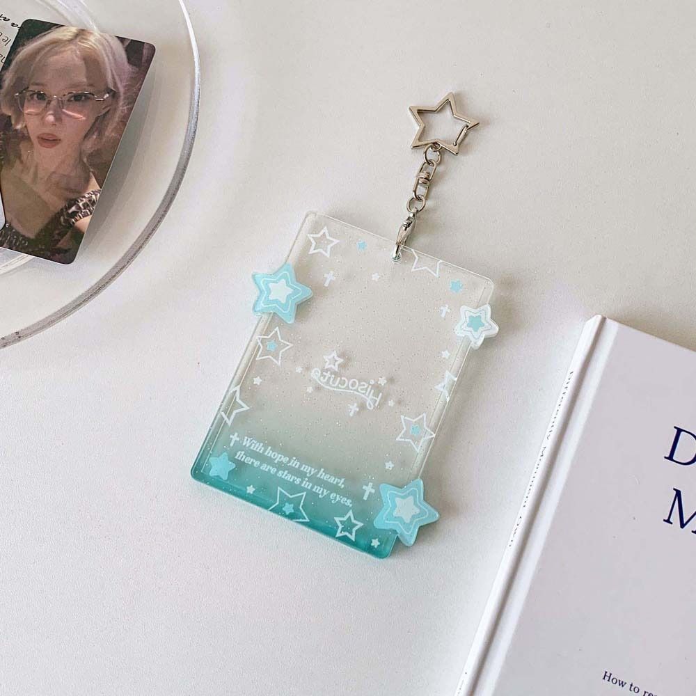 Transparent Star Student Card Cover With Keychain ID Card Holders Idol Card