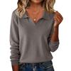 Women's Fashionable Casual Long-sleeved Knitted V-neck Sweater Top