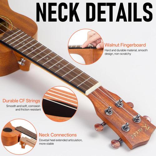 Kmise Soprano Ukulele for Students and Beginners, 21-inch, with Tuner and Bag for Music Lovers