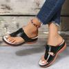 Summer Clip Toe Platform Sandals for Women Solid Color PU Leather Wedge Slippers Woman Comfortable Beach Flip Flops Plus Size 43