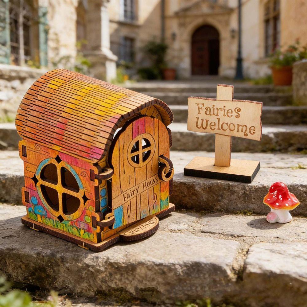 Wooden Material Wooden Fairy House Kit DIY Kit DIY Assembled House Wooden Doll House Baby Gift