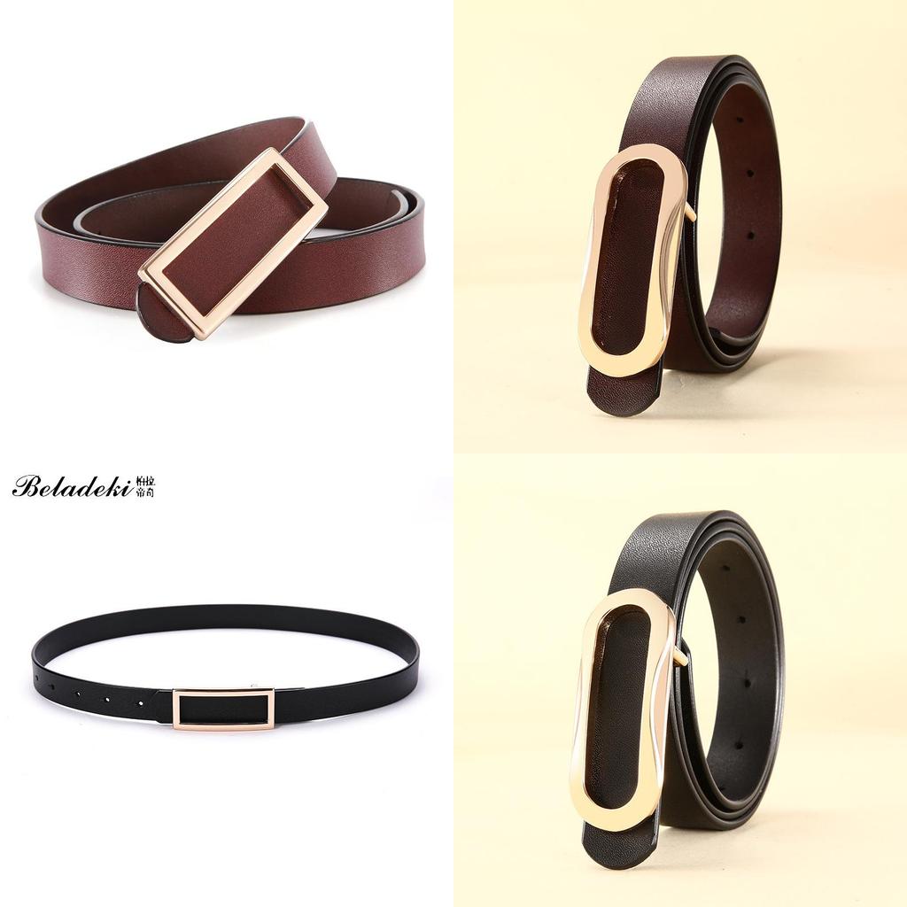 Classic Leather Belt For Women With Smooth Buckle And Casual Style For Office And Daily Wear