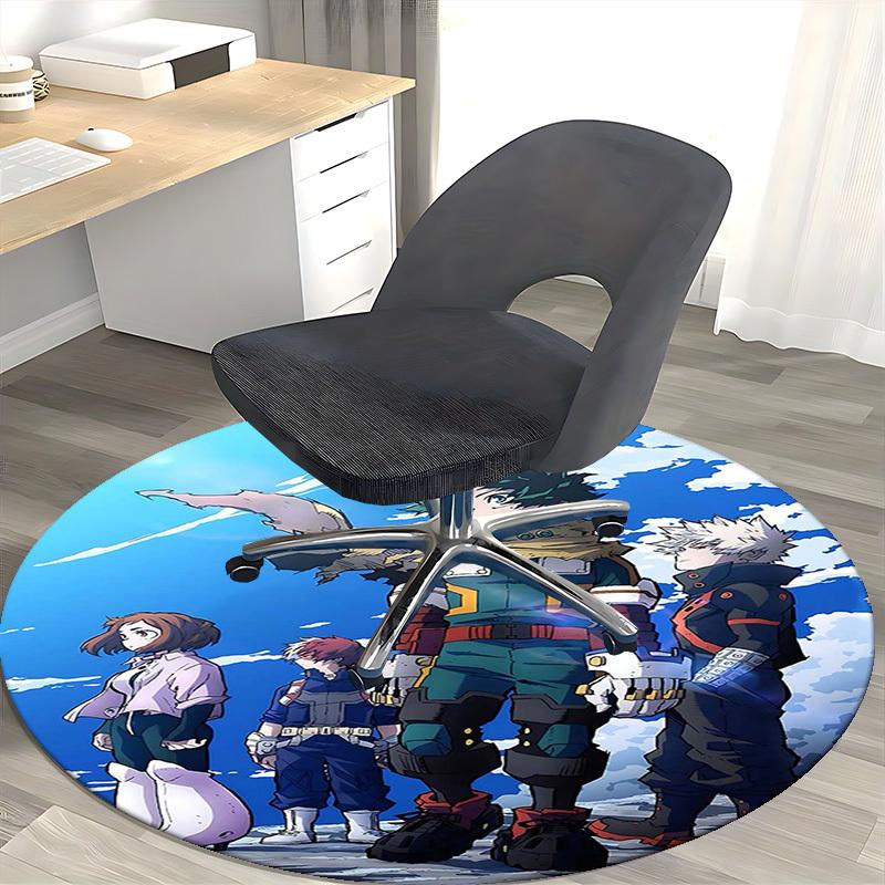 1 шт. Круглый ковер My Hero Academia - Коврик под стул с дизайном из аниме для офиса, домашнего декора, гостиной