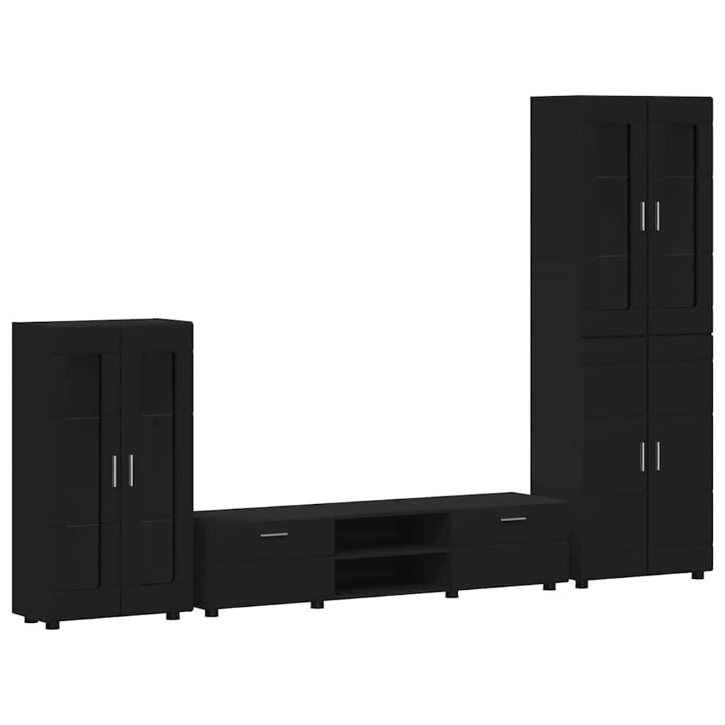 FLORIN 3 Piece TV Cabinet Set with Drawers Black Engineered Wood