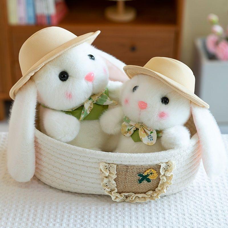 Милая кукла-пудинг в шляпе и галстуке-бабочке, кукла-кролик, плюшевая игрушка, успокаивающий подарок на день рождения, Рождество