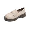 Weiwei Girl 8009-1 Platform Loafers Women's Retro Maillard Brown Small Leather Shoes Thick Heel Soft Sole Single Shoes