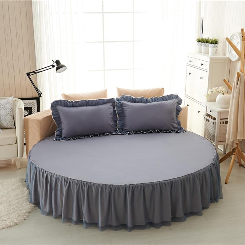 Круглая простыня на резинке Хлопок Стеганое покрывало Нескользящий чехол на матрас Отель Дом Романтическое постельное белье Юбка для кровати с наволочкой