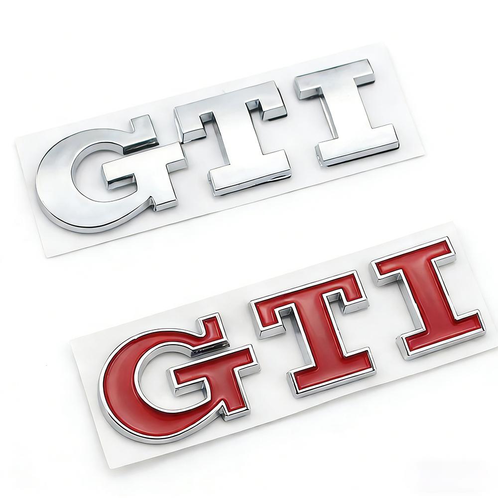 YKPSC1 GTI 3D Metal 1pcs GTI Logo Car Rear Trunk Emblem Side Sticker for VW Golf5 6 7 8 Polo Jetta Tiguan Passat T-Roc MK2 MK5 MK7