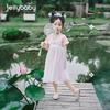 JELLYBABY Girls' Summer Spliced Embroidered Chinese Style Hanfu Princess Dress
