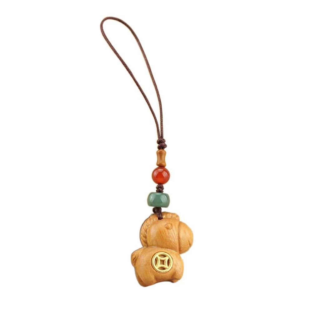 Ретро брелок-талисман в виде лошади, мультяшный брелок, кулон в виде деревянной лошади в китайском стиле, унисекс