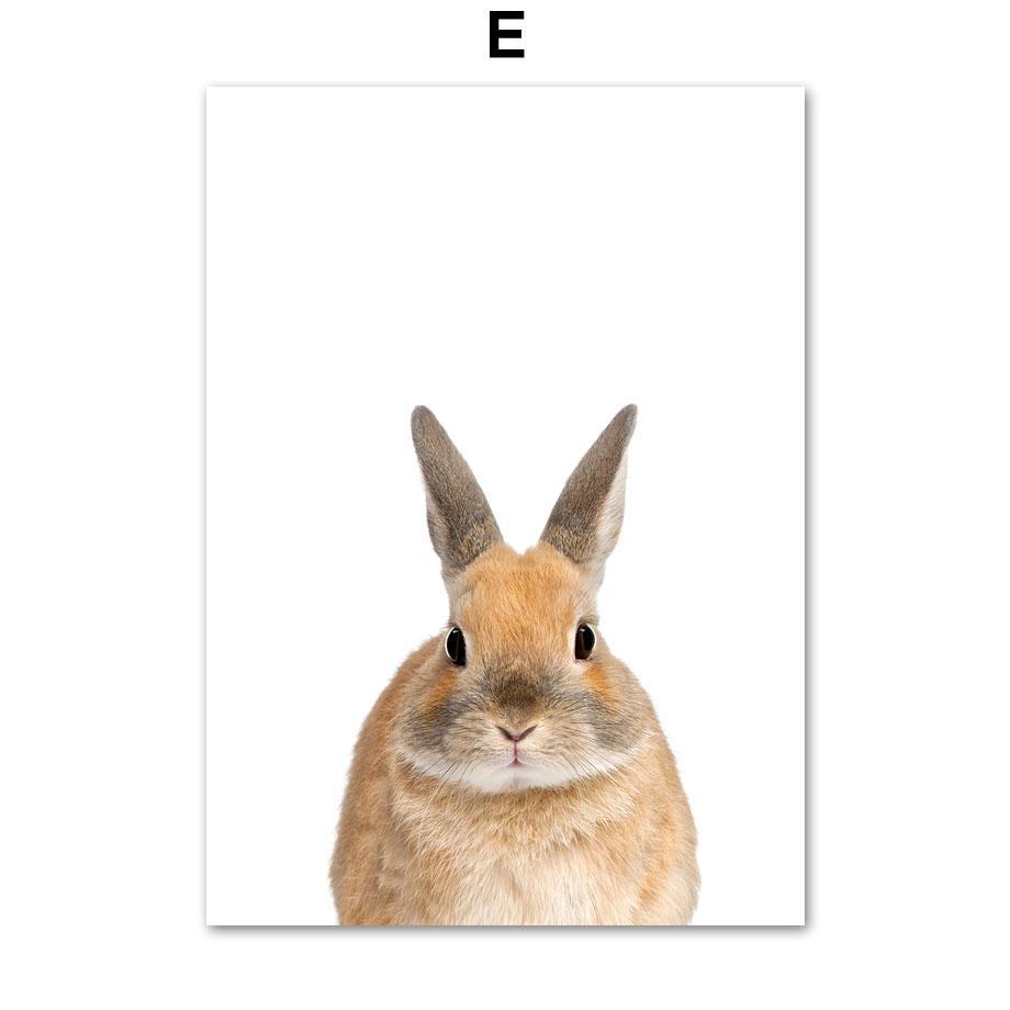 Жираф Кролик Лиса Лев Леопард Зебра Слон Плакат Детская Настенная Художественная Печать Холст Картины Современные Детские Дети Спальня Домашний Декор