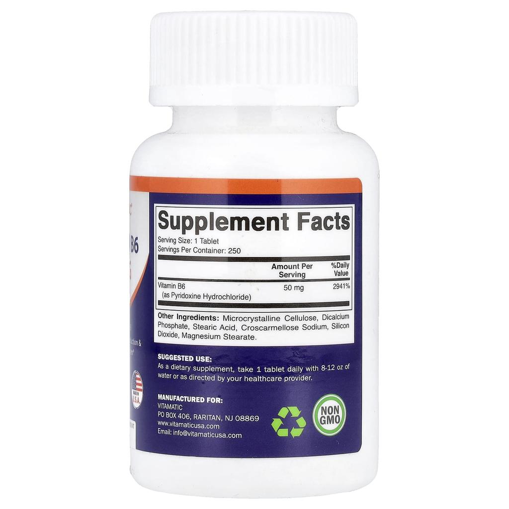 Vitamatic, Vitamin B6, 50mg, 250 tablets