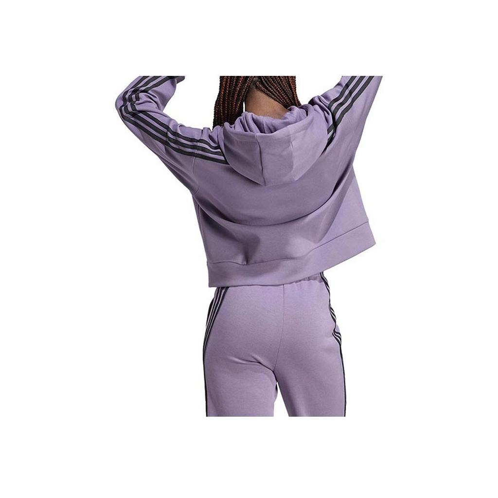 Adidas Striped Casual Hooded Long Sleeve Sweatshirt Women Sweatshirt Purple IL3050