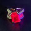 Temperament Multi Purpose Rose Red Diamond Luxury Diamond Set Red Corundum Ladies Ring Ruby Light Luxury Design Open Ring