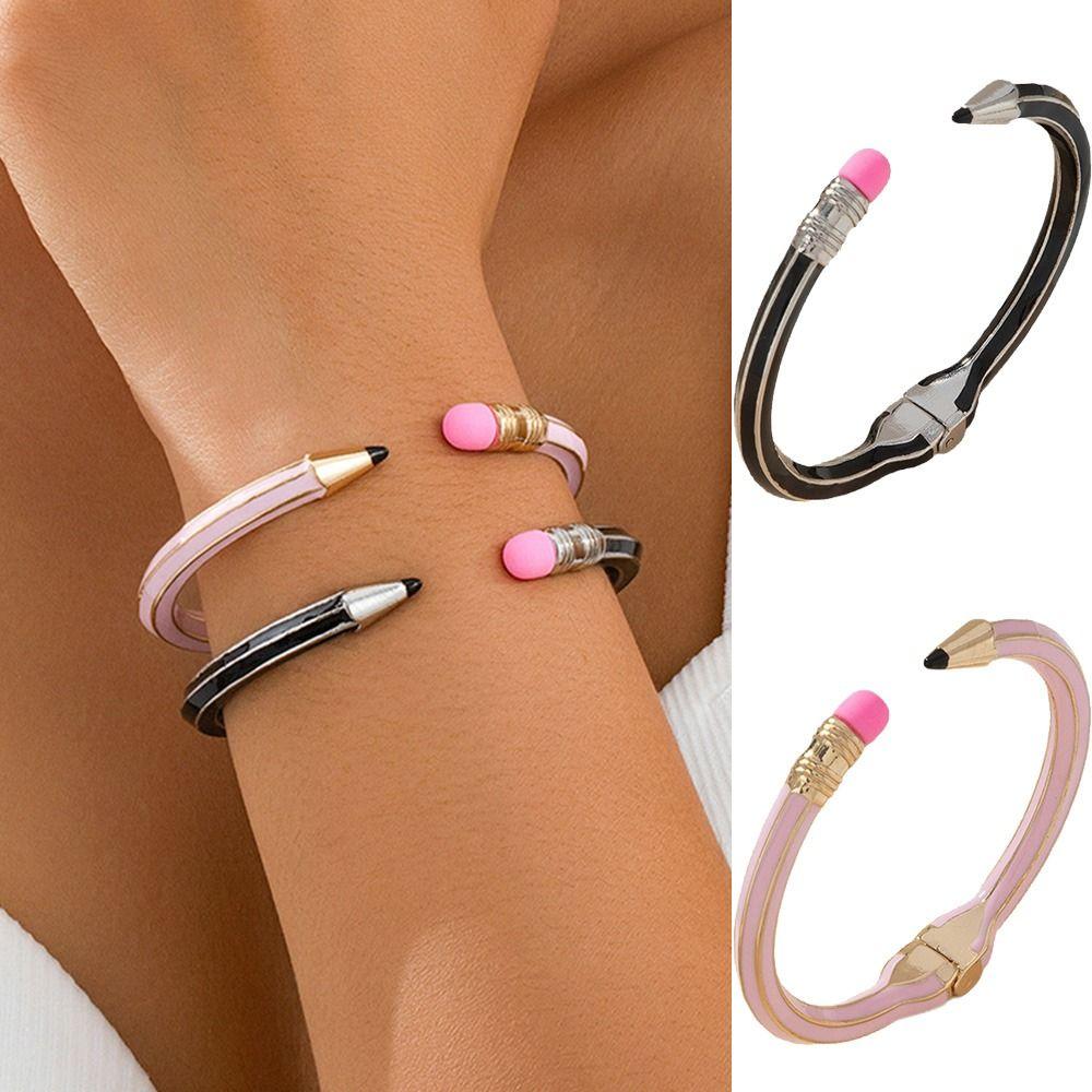 Pencil Shaped Colorful Pencil Bracelets Round Creative Cuff Bracelets Comfortable To Wear Gift Women's Pencil Bangle Gifts