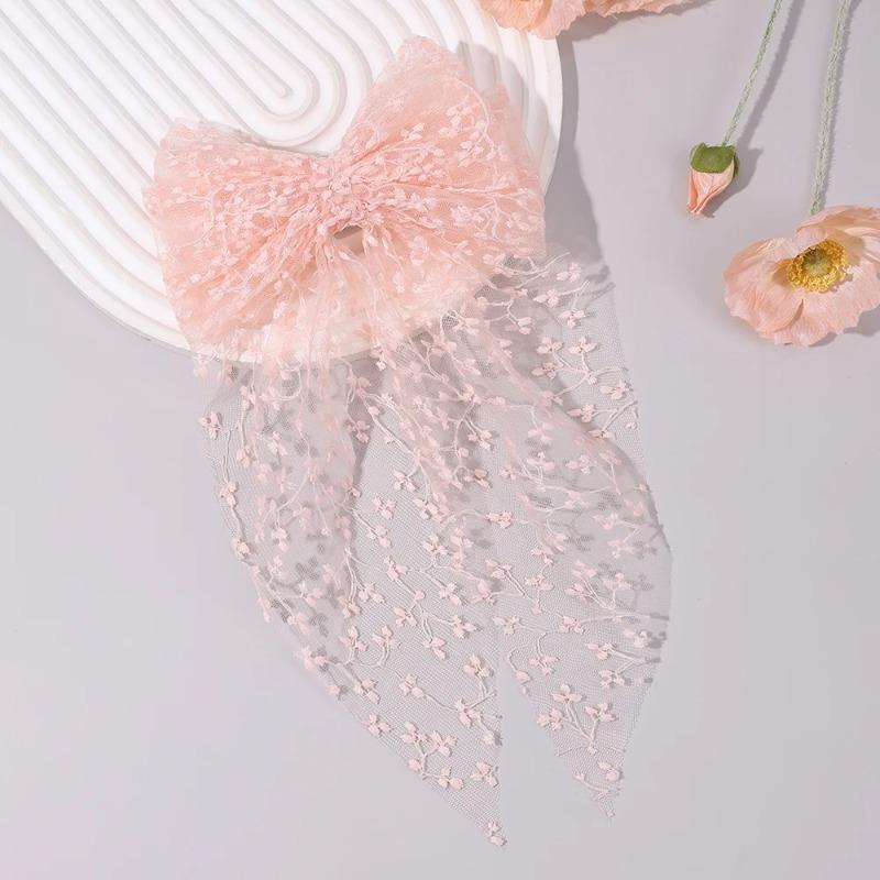 Милая кружевная заколка для волос с большим бантом, элегантная вышивка, двухслойный бант, заколка для волос для девочек, корейские детские аксессуары, головной убор, подарок