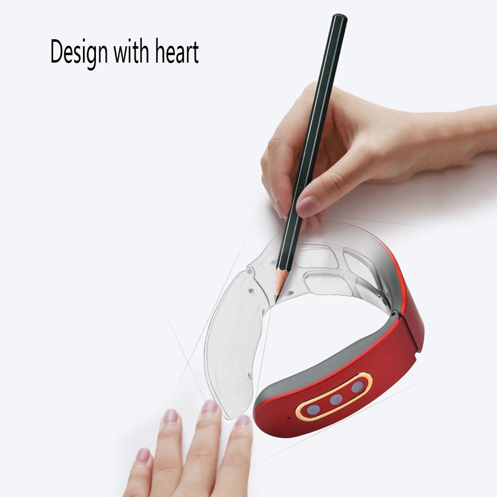 Электрический шейный плечевой импульсный массажер с подогревом для облегчения боли, расслабления мышц, красный