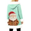 Unisex Casual And Fashionable Plush Collar Hooded Long Sleeved Christmas Printing Jacket