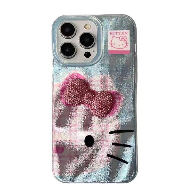 KT кошка синяя клетка, подходит для чехла на мобильный телефон iPhone16promax, подходит для Apple 14iPhoneXR вихревой чехол IMD.