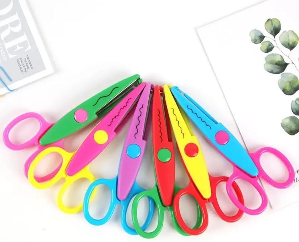 DIY Lace Paper Scissors Student Decorative Edge Cutting Safety Scissors Comfortable Grip for Album Scrapbook Craft Art Tool Set